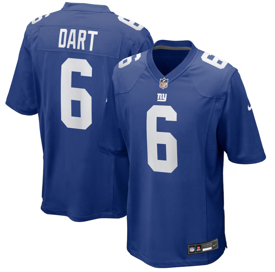 Men Nike New York Giants #6 Jaxson Dart blue New York Giants 2025 NFL Draft First Round Pick Game Jersey->nhl hats->Sports Caps